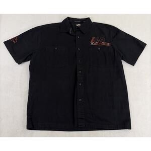 Harley-Davidson Men’s Black Mechanic Work Shirt Embroidered Logo Size Large FS